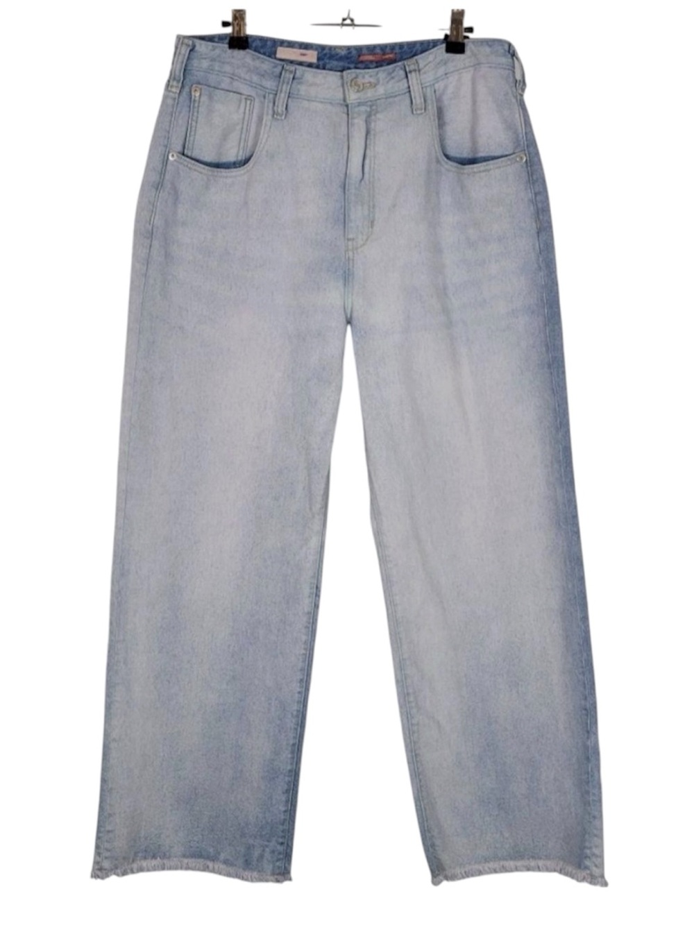 Anthropologie Pilcro The Joey light wash raw hem relaxed jeans size 31 Petite